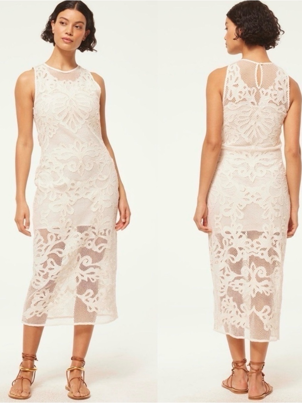 NWT MISA Los Angeles Sofandeh Sleeveless Netting Midi Dress XS - Picture 2 of 8